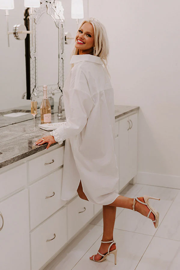 Born To Be Stylish Button Up Dress In White - Image 7