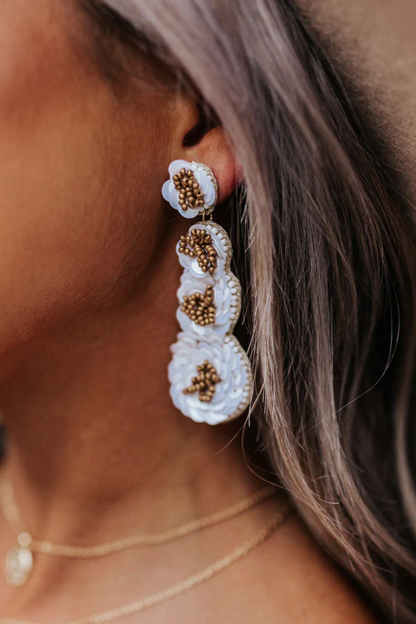 Breezy Blooms Earrings In White - Image 2