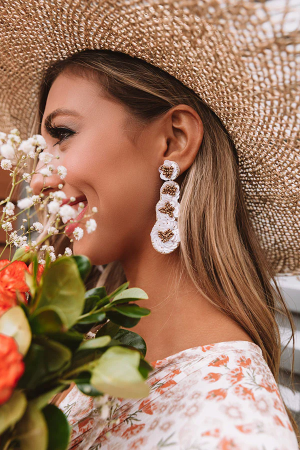 Breezy Blooms Earrings In White - Image 3