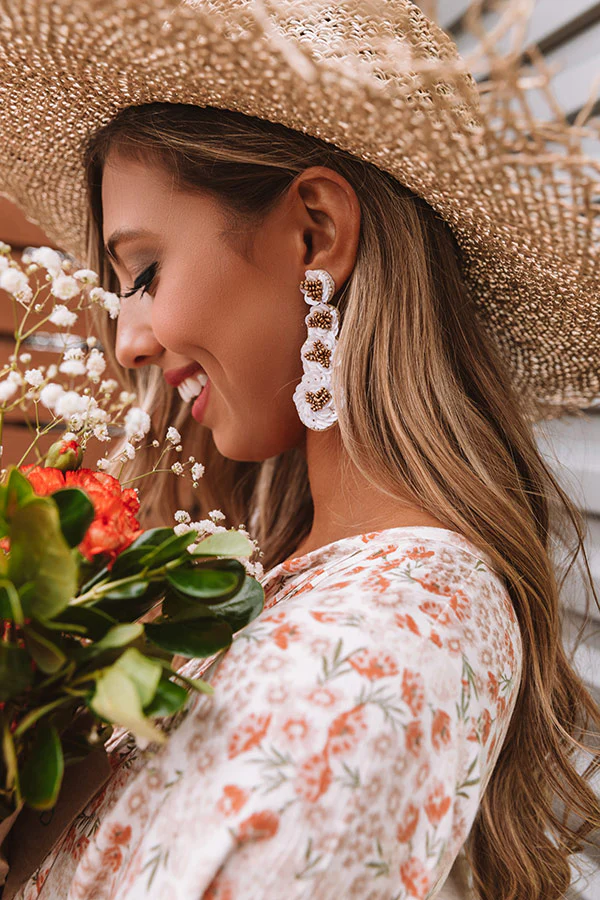 Breezy Blooms Earrings In White - Image 4