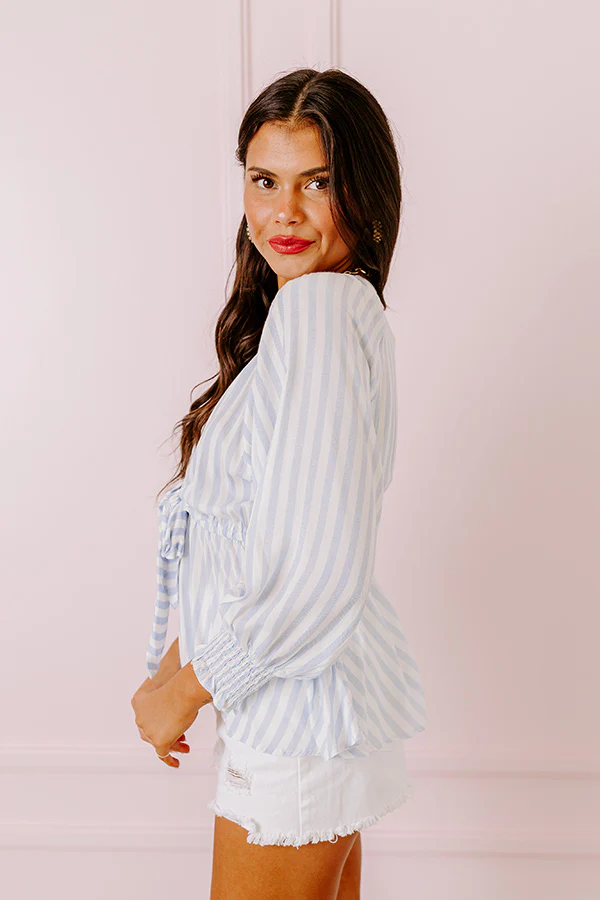 Brighter Than Sunshine Front Tie Top In Sky Blue - Image 4