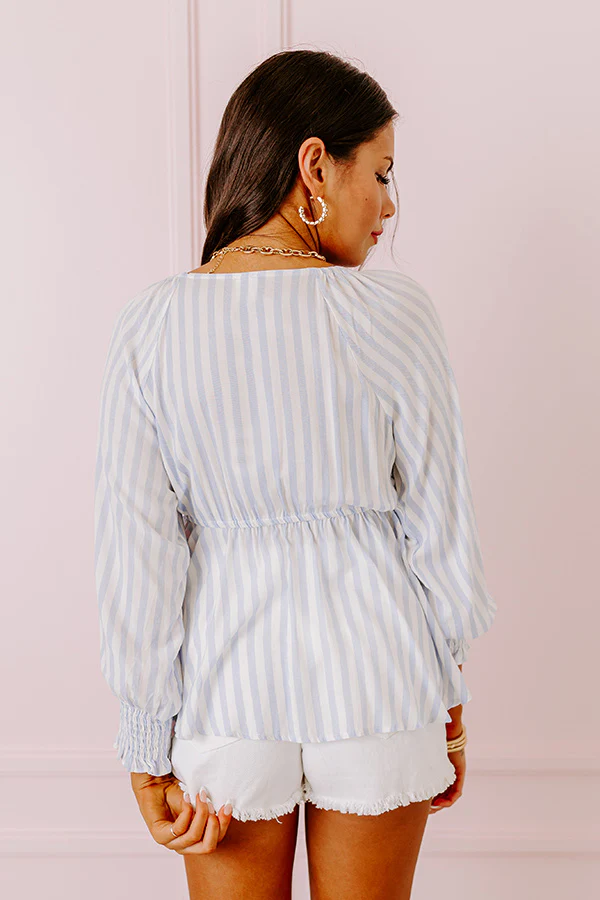 Brighter Than Sunshine Front Tie Top In Sky Blue - Image 5