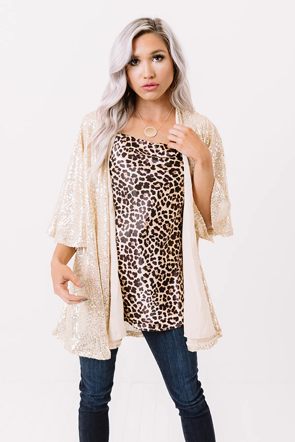 Brilliant Luster Sequin Cardigan In Gold - Image 2