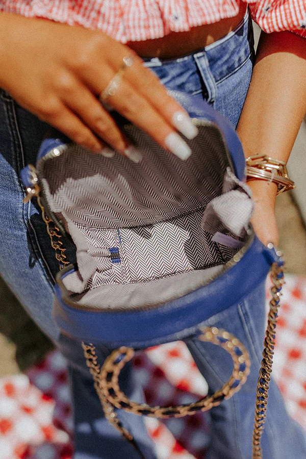 Bring The Prosecco Faux Leather Purse In Navy - Image 3