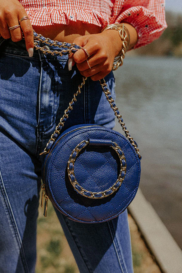 Bring The Prosecco Faux Leather Purse In Navy - Image 4
