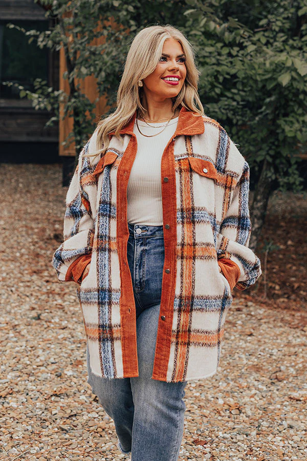 Brown Sugar Smiles Plaid Jacket Curves - Image 5