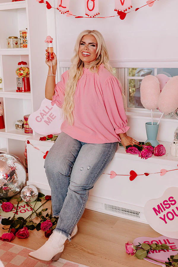 Brunch Date Shift Top in Pink Curves - Image 2
