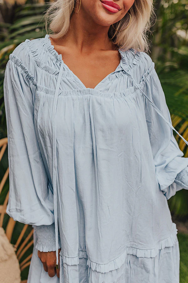 Brunch On The Coast Shift Dress in Sky Blue - Image 3