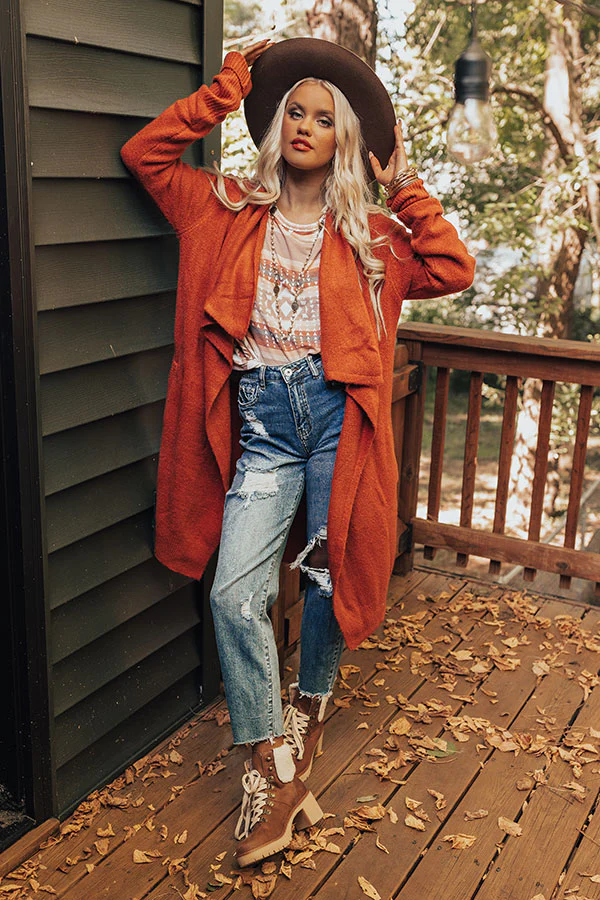 Bryant Park Views Cardigan In Rust - Image 3