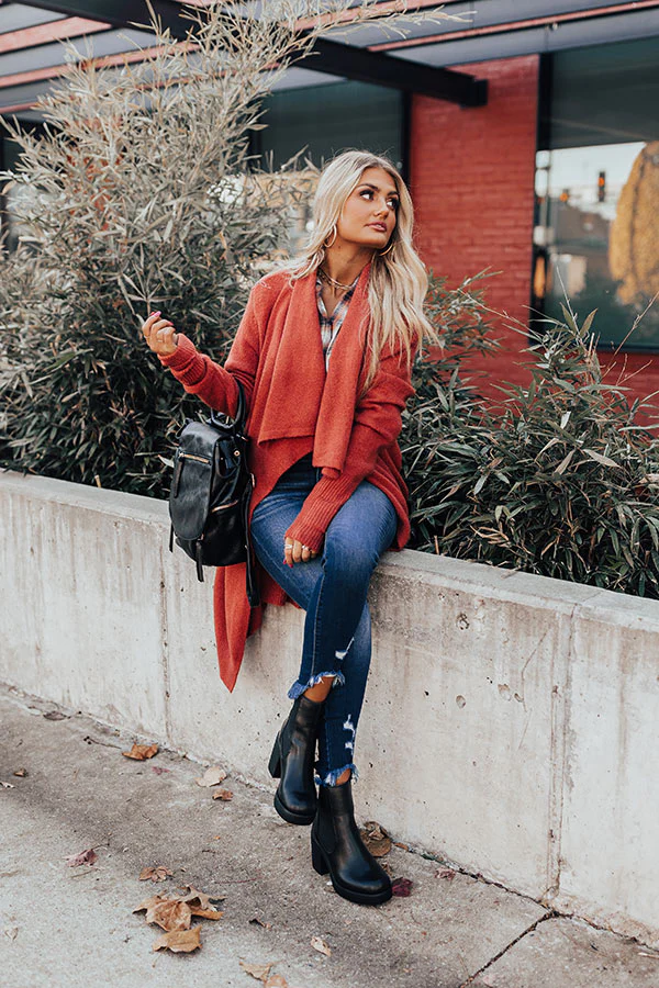 Bryant Park Views Cardigan In Rust - Image 4
