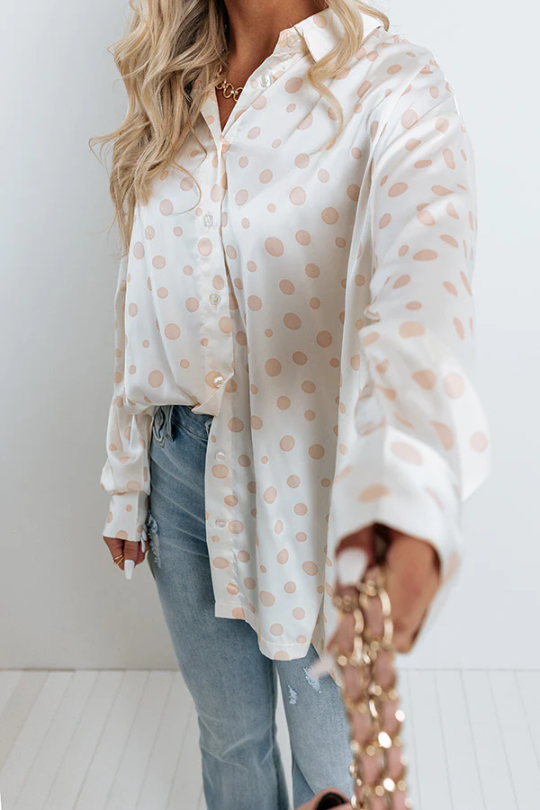 Busy In The City Polka Dot Top in Cream - Image 3