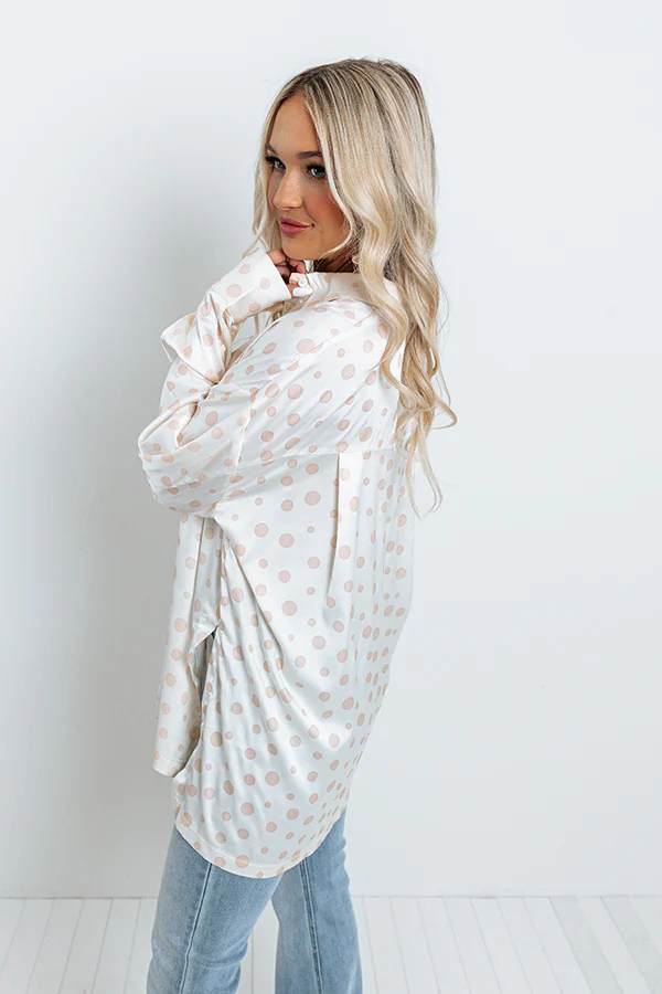 Busy In The City Polka Dot Top in Cream - Image 5