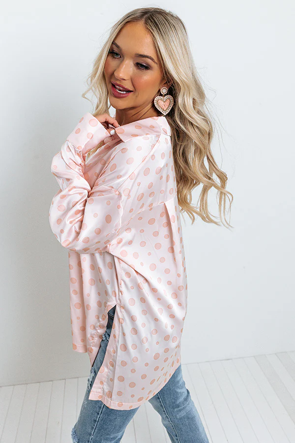 Busy In The City Polka Dot Top in Pink - Image 4