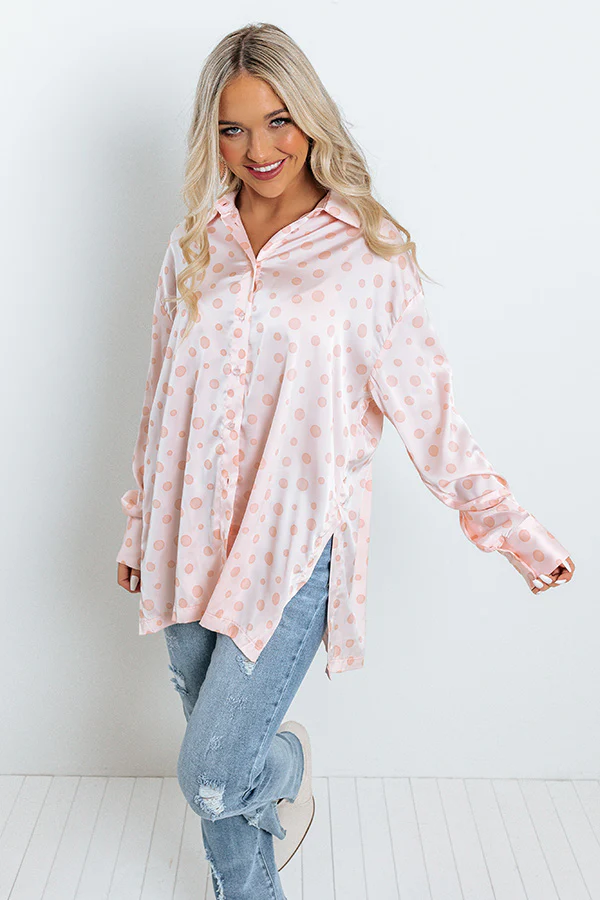 Busy In The City Polka Dot Top in Pink - Image 5