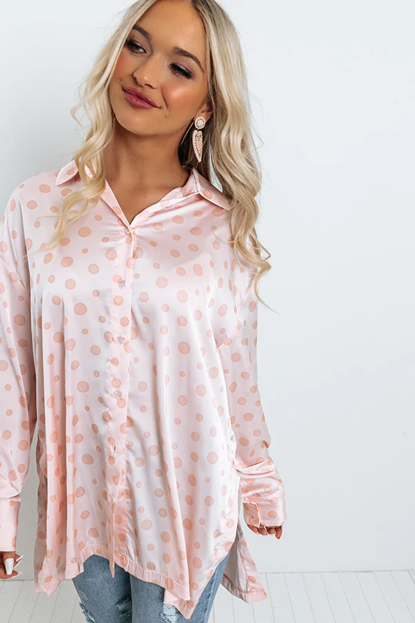 Busy In The City Polka Dot Top in Pink - Image 7