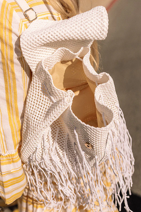 Cabana Spot Raffia Backpack In White - Image 3