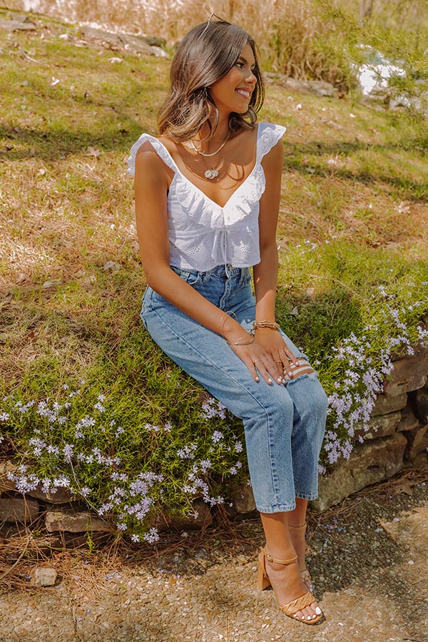 Cabo Beaches Eyelet Crop Top In White - Image 4
