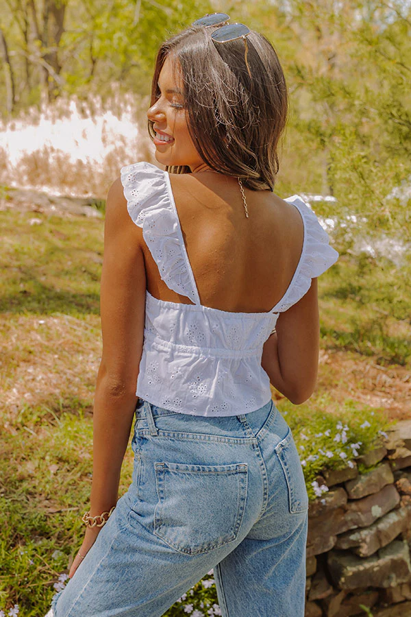 Cabo Beaches Eyelet Crop Top In White - Image 7