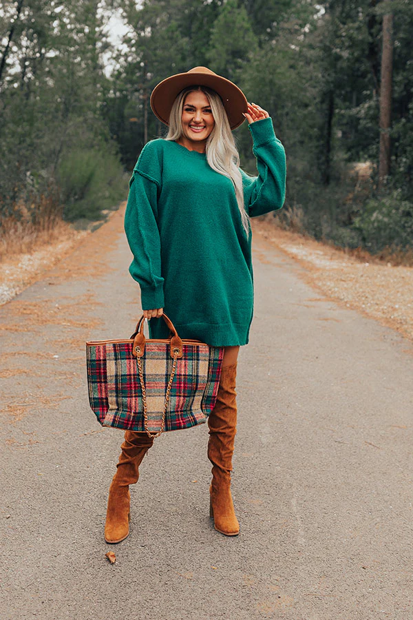 Cafe Cuddles Sweater Dress in Hunter Green - Image 6