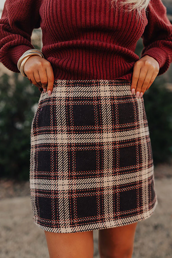 Cafe Patio Plaid Skirt in Chestnut - Image 6