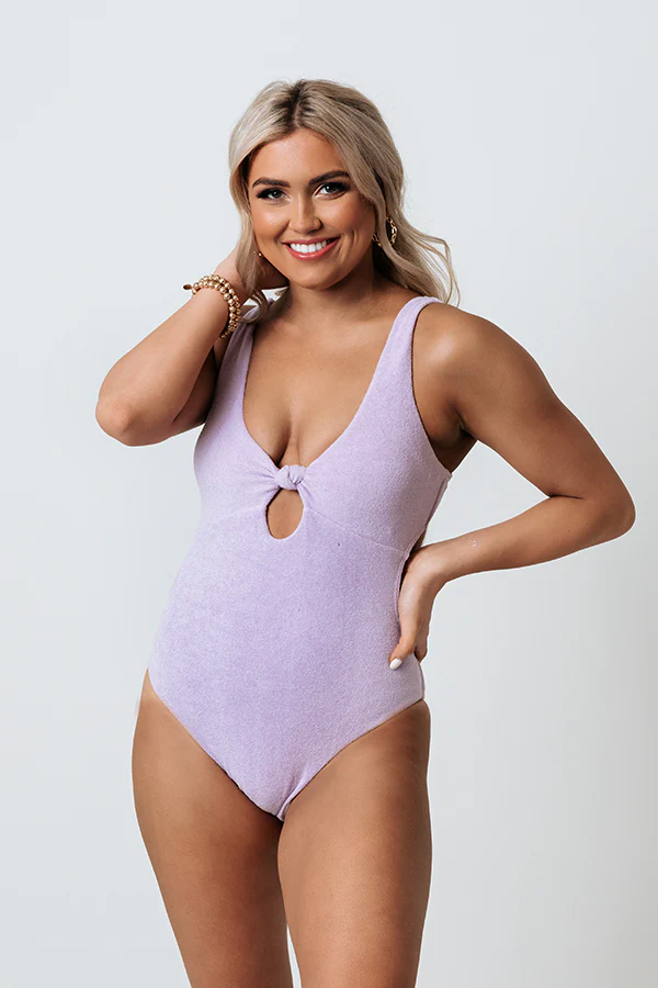 Cali Heat Terry Cloth One Piece Swimsuit in Lavender - Image 5