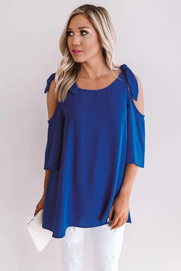 Call Me For Cocktails Shift Top In Royal Blue - Image 2