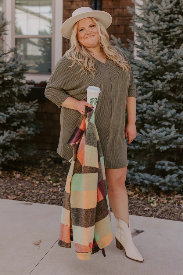 Casual Chats Shift Dress In Olive Curves - Image 6