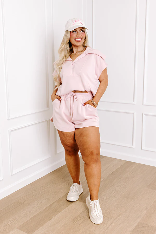 Casual Comfort High Waist Shorts in Light Pink Curves - Image 2