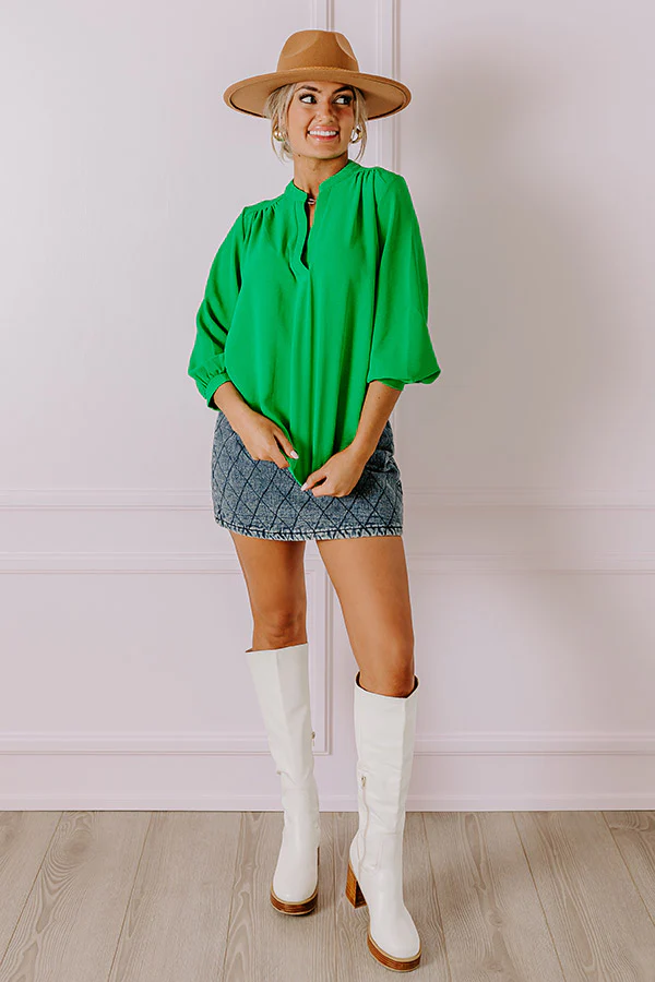 Casual Moment Shift Top in Kelly Green - Image 3