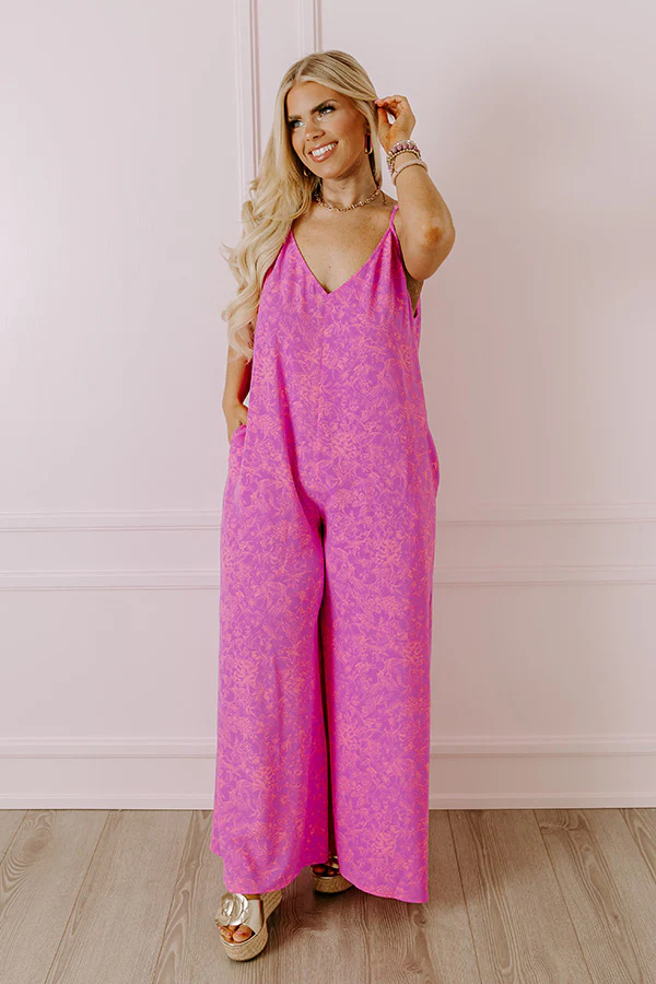 Casually Chic Floral Jumpsuit in Violet Curves - Image 2