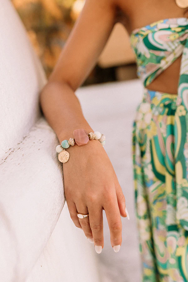 Catwalk Affair Semi Precious Bracelet Set In Aqua - Image 2