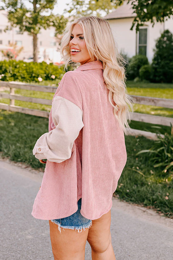 Caught Crushing Corduroy Jacket In Blush Curves - Image 3