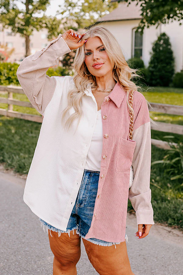 Caught Crushing Corduroy Jacket In Blush Curves - Image 6