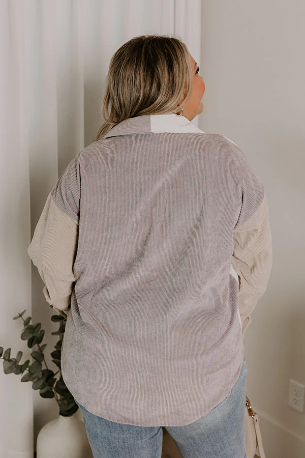 Caught Crushing Corduroy Jacket In Grey Curves - Image 4