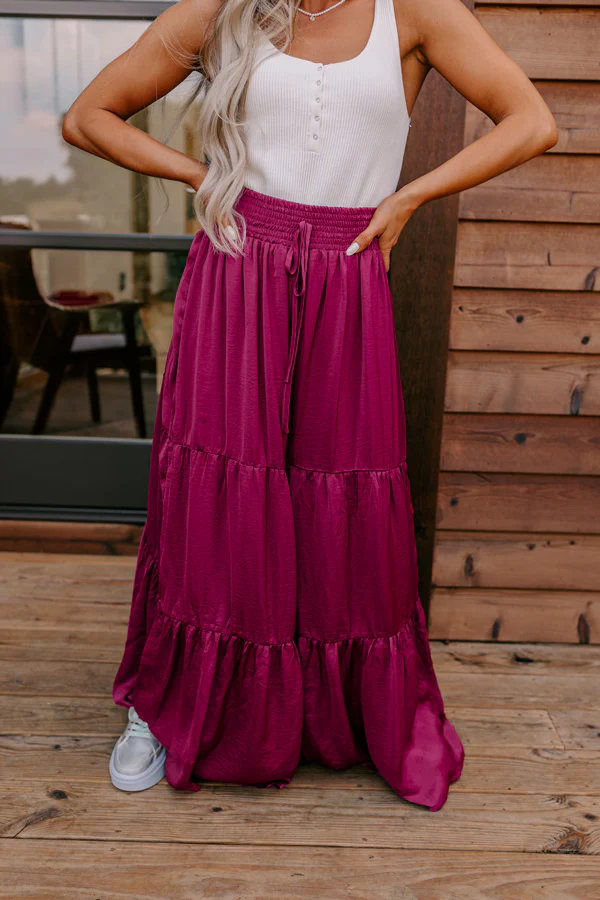 Caught Crushing High Waist Pants In Fuchsia - Image 3