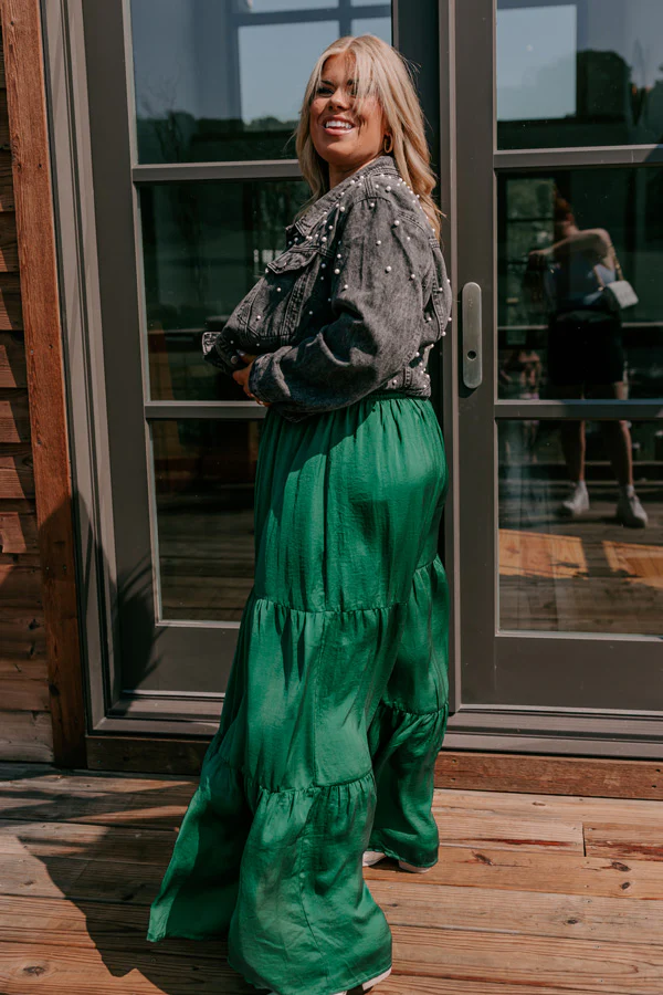 Caught Crushing High Waist Pants In Hunter Green Curves - Image 4