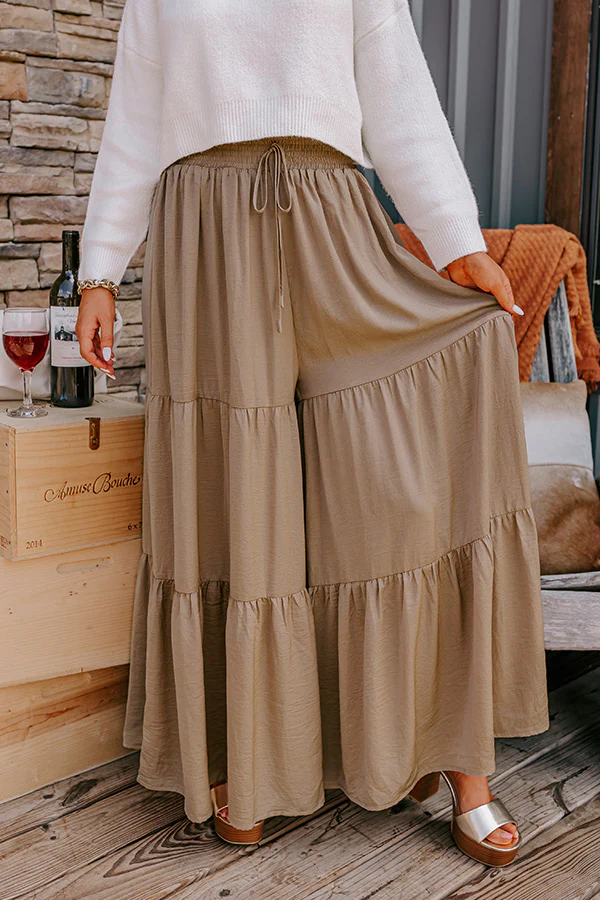 Caught Crushing High Waist Pants In Warm Taupe - Image 3