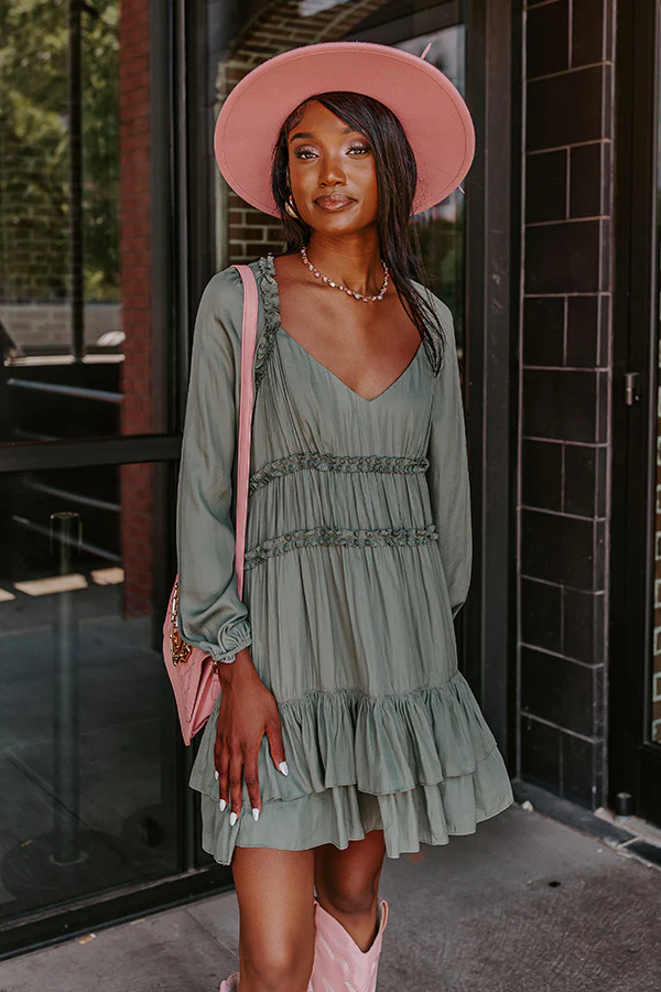 Caught Crushing Ruffle Dress In Pear - Image 2