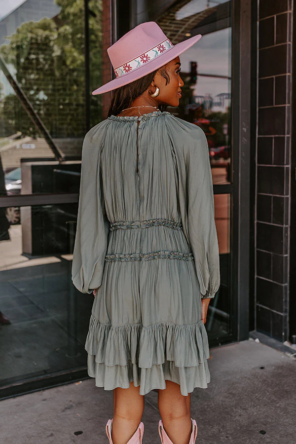 Caught Crushing Ruffle Dress In Pear - Image 4