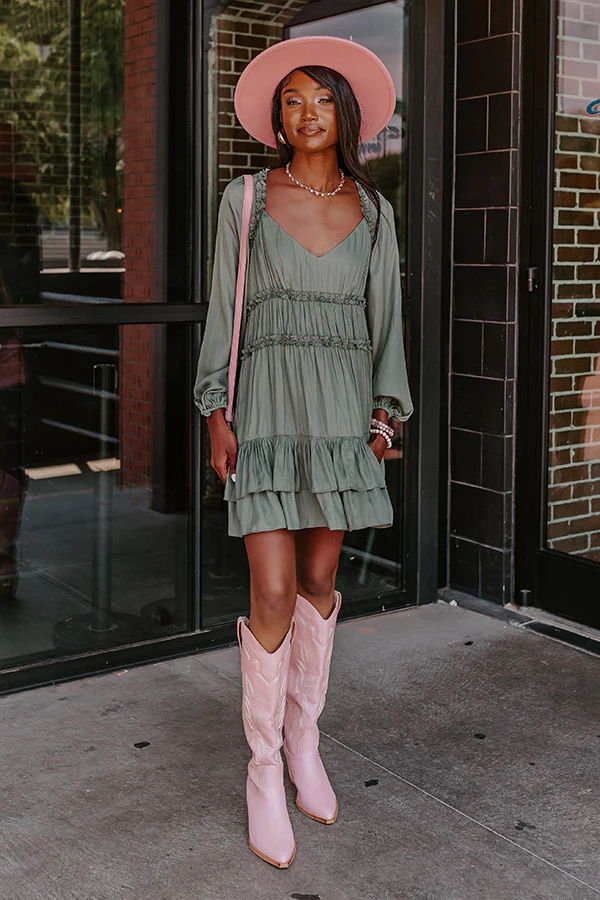 Caught Crushing Ruffle Dress In Pear - Image 5