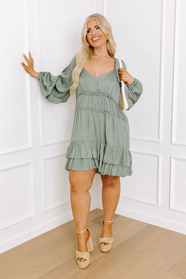 Caught Crushing Ruffle Dress In Pear Curves