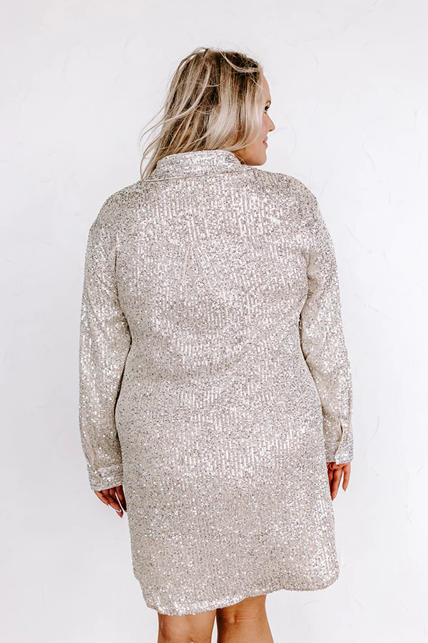 Center Stage Sweetheart Sequin Dress in Champagne Curves - Image 6