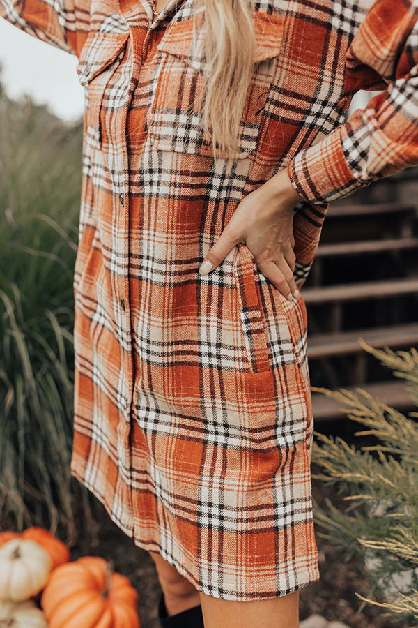 Central Park Perks Plaid Dress In Rust - Image 7