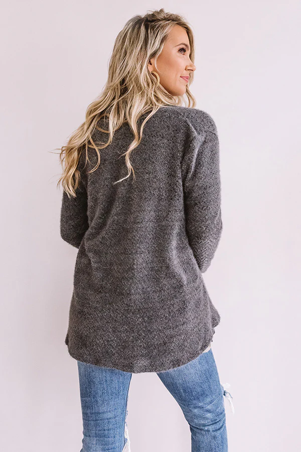 Central Park Sway Cardigan In Dark Grey - Image 7