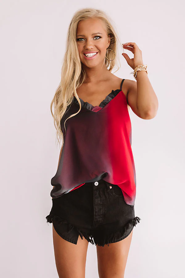 Champagne Cheers Ombre Shift Tank in Red/Black - Image 2