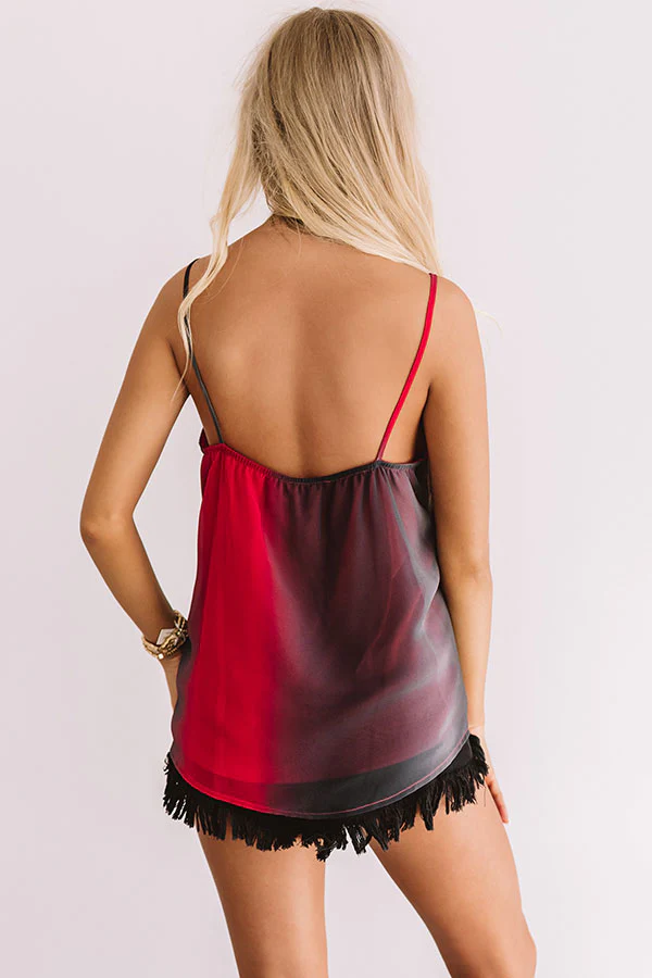 Champagne Cheers Ombre Shift Tank in Red/Black - Image 5