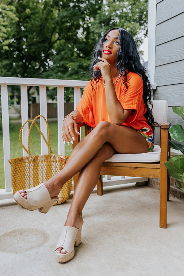 Champagne Craving Satin Shift Top In Tangerine - Image 2
