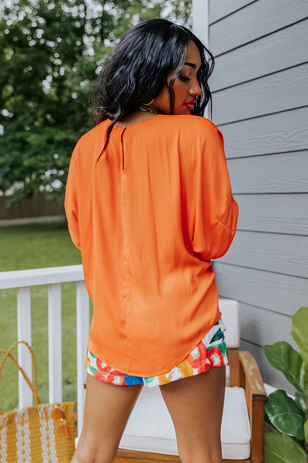 Champagne Craving Satin Shift Top In Tangerine - Image 5