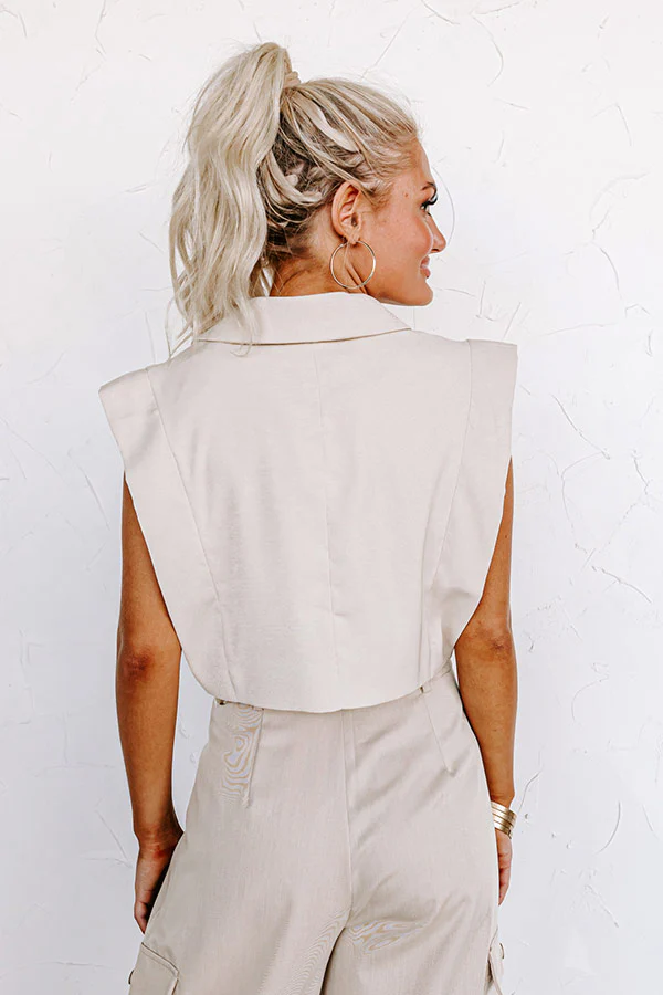 Champagne Cruising Crop Top in Light Beige - Image 4