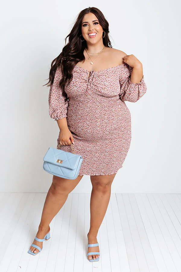 Champagne Drive Floral Smocked Dress in Blush Curves - Image 3